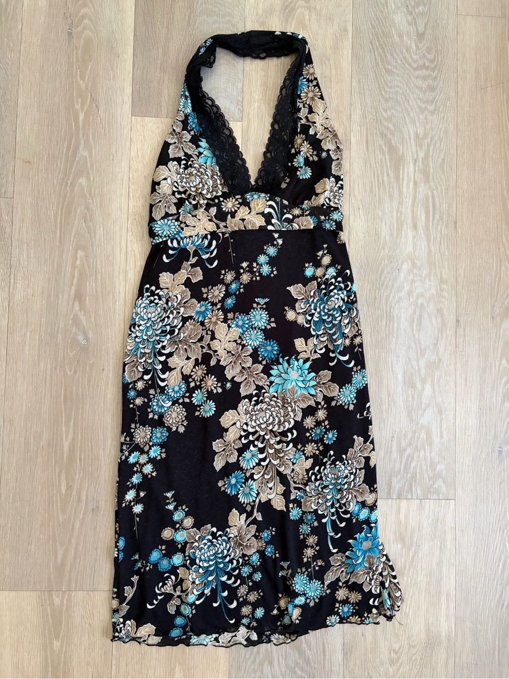 Y2K Papaya Floral Lace Halter Dress Size Large - Picture 2 of 7